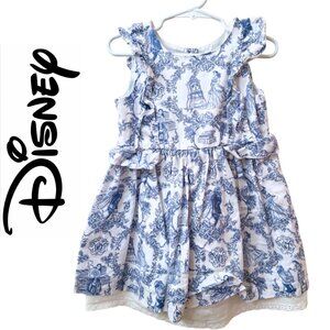 Disney Toddler Beauty and the Beast Toile Print Girls Dress 3T